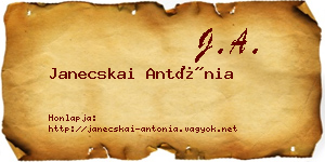 Janecskai Antónia névjegykártya